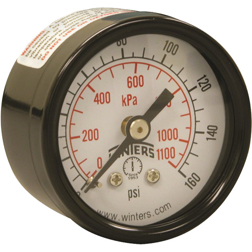 Manom&egrave;tre &eacute;conomique,  1-1/2", 0 - 160 psi, Fixation arri&egrave;re, Analogique Waymarc Industries Inc
