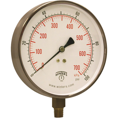 Contractor Pressure Gauge, 4-1/2" , 0 - 100 psi, Bottom Mount, Analogue Waymarc Industries Inc