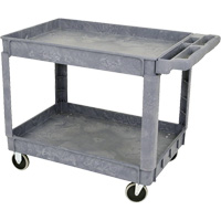 JPTC-3624 Heavy-Duty Polypropylene Shop Cart, 2 Tiers, 46" W x 25-1/2" D x 33-1/4" H, 500 lbs. Cap. Waymarc Industries Inc