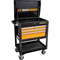 Utility Cart, 4 Drawers, 33" L x 21" W x 42" H, Black/Orange AUW203 | Waymarc Industries Inc