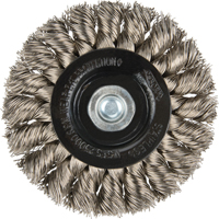 Brosses rotatives &agrave; fils nou&eacute;s - Brosse rotative &agrave; fils nou&eacute;s a/queue 1/4", Fils nou&eacute;s standards, Dia. 3", Fils 0,014", Acier inoxydable Waymarc Industries Inc