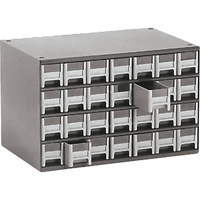 Modular Parts Cabinets, Steel, 28 Drawers, 17" x 10-9/16" x 2-2/16", Grey CA853 | Waymarc Industries Inc