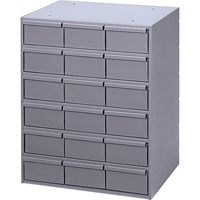 Casiers &agrave; tiroirs industriels, 18 tiroirs, 17-1/4" la x 11-5/8" p x 21-1/4" h, Gris Waymarc Industries Inc