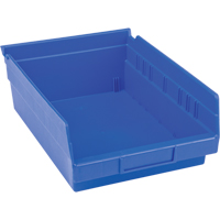 Plastic Shelf Bins, 8-3/8" W x 4" H x 11-5/8" D, Blue, 15 lbs. Capacity CB399 | Waymarc Industries Inc