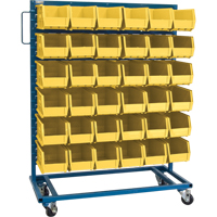 Single-Sided Mobile Bin Rack, Single-sided, 36 bins, 36" W x 16" D x 46-1/2" H Waymarc Industries Inc