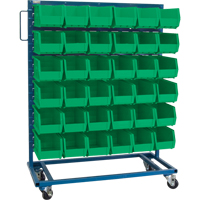 Single-Sided Mobile Bin Rack, Single-sided, 36 bins, 36" W x 16" D x 46-1/2" H Waymarc Industries Inc