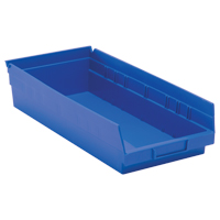 Shelf Bins, 8-3/8" W x 4" H x 17-7/8" D, Blue, 40 lbs. Capacity CC399 | Waymarc Industries Inc