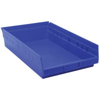 Shelf Bins, 11-1/8" W x 4" H x 17-7/8" D, Blue, 40 lbs. Capacity Waymarc Industries Inc