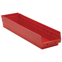 Shelf Bins, 6-5/8" W x 4" H x 23-5/8" D, Red, 50 lbs. Capacity Waymarc Industries Inc