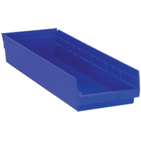 Shelf Bins, 8-3/8" W x 4" H x 23-5/8" D, Blue, 50 lbs. Capacity Waymarc Industries Inc