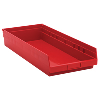 Shelf Bins, 11-1/8" W x 4" H x 23-5/8" D, Red, 50 lbs. Capacity Waymarc Industries Inc