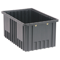 Conductive Dividable Grid Containers, Polypropylene, 10-7/8" W x 16-1/2" D x 8" H, Black Waymarc Industries Inc