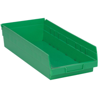 Shelf Bins, 8-1/8" W x 4" H x 17-7/8" D, Green, 40 lbs. Capacity Waymarc Industries Inc