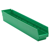 Economy Shelf Bin, 4-1/8" W x 4" H x 23-5/8" D, Green Waymarc Industries Inc