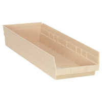 Economy Shelf Bin, 8-3/8" W x 4" H x 23-5/8" D, Ivory, 60 lbs. Capacity Waymarc Industries Inc