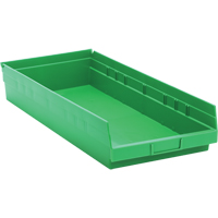 Shelf Bins, 11-1/8" W x 4" H x 23-5/8" D, Green, 50 lbs. Capacity Waymarc Industries Inc