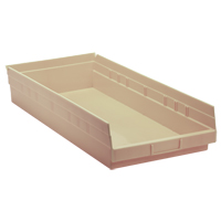 Economy Shelf Bin, 11-1/8" W x 4" H x 23-5/8" D, Ivory, 60 lbs. Capacity Waymarc Industries Inc