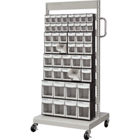 Mobile Tilt Bin Rack, Single-sided, 46 bins, 26-1/4" W x 22" D x 57-1/2" H Waymarc Industries Inc