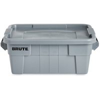Brute Storage Tote with Lid, 27.88” D x 16.5” W x 10.7" H, 112 llbs. Capacity, Grey CF681 | Waymarc Industries Inc