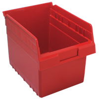 Store-Max Shelf Bins, 8-3/8" W x 8" H x 11-5/8" D, Red, 44 lbs. Capacity Waymarc Industries Inc