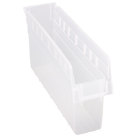 Store-Max Shelf Bins, 4-3/8" W x 8" H x 17-7/8" D, Clear, 56 lbs. Capacity Waymarc Industries Inc