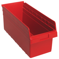 Store-Max Shelf Bins, 8-3/8" W x 8" H x 17-7/8" D, Red, 56 lbs. Capacity Waymarc Industries Inc