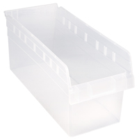 Store-Max Shelf Bins, 8-3/8" W x 8" H x 17-7/8" D, Clear, 56 lbs. Capacity Waymarc Industries Inc