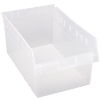 Store-Max Shelf Bins, 11-1/8" W x 8" H x 17-7/8" D, Clear, 56 lbs. Capacity Waymarc Industries Inc
