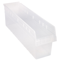Store-Max Shelf Bins, 6-5/8" W x 8" H x 23-5/8" D, Clear, 68 lbs. Capacity Waymarc Industries Inc