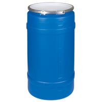 Barils en polyéthylène, 30 gal. US (25 gal. imp.), Dessus ouvert, Bleu DC535 | Waymarc Industries Inc