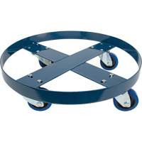 Drum Dolly, Steel, 1400 lbs. Capacity, 24" Diameter, Blue Elastic Casters Waymarc Industries Inc