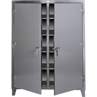Double Shift Storage Cabinets, Steel, 8 Shelves, 72" H x 72" W x 24" D, Grey Waymarc Industries Inc