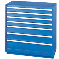 Drawer Cabinets, 7 Drawers, 40-1/4" W x 22-1/2" D x 41-3/4" H, Bright blue Waymarc Industries Inc