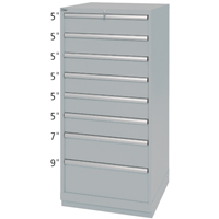 Drawer Cabinets, 8 Drawers, 28-1/4" W x 28-1/2" D x 59-1/2" H, Grey FI140 | Waymarc Industries Inc