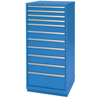 Drawer Cabinets, 11 Drawers, 28-1/4" W x 28-1/2" D x 59-1/2" H, Bright blue FI143 | Waymarc Industries Inc