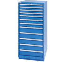 Drawer Cabinets, 12 Drawers, 28-1/4" W x 28-1/2" D x 59-1/2" H, Bright blue FI145 | Waymarc Industries Inc