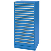 Drawer Cabinets, 15 Drawers, 28-1/4" W x 28-1/2" D x 59-1/2" H, Bright blue FI147 | Waymarc Industries Inc