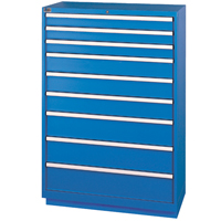 Drawer Cabinets, 9 Drawers, 40-1/4" W x 22-1/2" D x 59-1/2" H, Bright blue FI151 | Waymarc Industries Inc