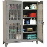 Heavy-Duty Ventilated Storage Cabinets, 4 Shelves, 72" H x 36" W x 24" D, Steel, Grey FI329 | Waymarc Industries Inc