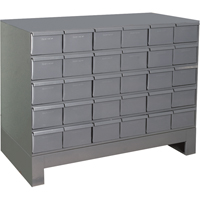 Armoires &agrave; tiroirs industriels avec base, 30 tiroirs, 34-1/8" la x 12-1/4" p x 26-7/8" h, Gris Waymarc Industries Inc