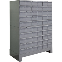 Armoires &agrave; tiroirs industriels avec base, 60 tiroirs, 34-1/8" la x 12-1/4" p x 48-1/8" h, Gris Waymarc Industries Inc