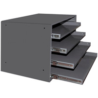 Compartment Box Cabinets, Steel, 4 Slots, 20" W x 15-3/4" D x 15" H, Grey FI361 | Waymarc Industries Inc