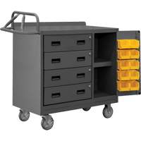 Mobile Workbench Cabinet with Bins, Steel Surface Waymarc Industries Inc