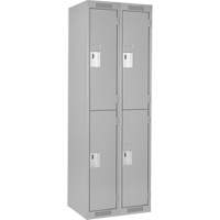 Clean Line Lockers, 2 -tier, Bank of 2, 24" x 18" x 72", Steel, Grey, Rivet (Assembled) Waymarc Industries Inc