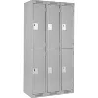 Clean Line Lockers, 2 -tier, Bank of 3, 36" x 18" x 72", Steel, Grey, Rivet (Assembled) Waymarc Industries Inc