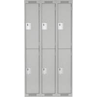 Clean Line Lockers, 2 -tier, Bank of 3, 36" x 18" x 72", Steel, Grey, Rivet (Assembled) Waymarc Industries Inc