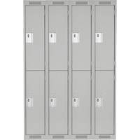 Clean Line Lockers, 2 -tier, Bank of 4, 48" x 18" x 72", Steel, Grey, Rivet (Assembled) Waymarc Industries Inc