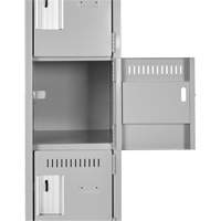Clean Line Lockerettes, 6 -tier, Bank of 3, 36" x 18" x 72", Steel, Grey, Rivet (Assembled) Waymarc Industries Inc