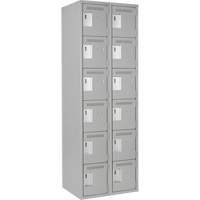 Clean Line Lockerettes, 6 -tier, Bank of 2, 24" x 18" x 72", Steel, Grey, Rivet (Assembled) Waymarc Industries Inc