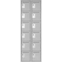 Clean Line Lockerettes, 6 -tier, Bank of 2, 24" x 18" x 72", Steel, Grey, Rivet (Assembled) Waymarc Industries Inc